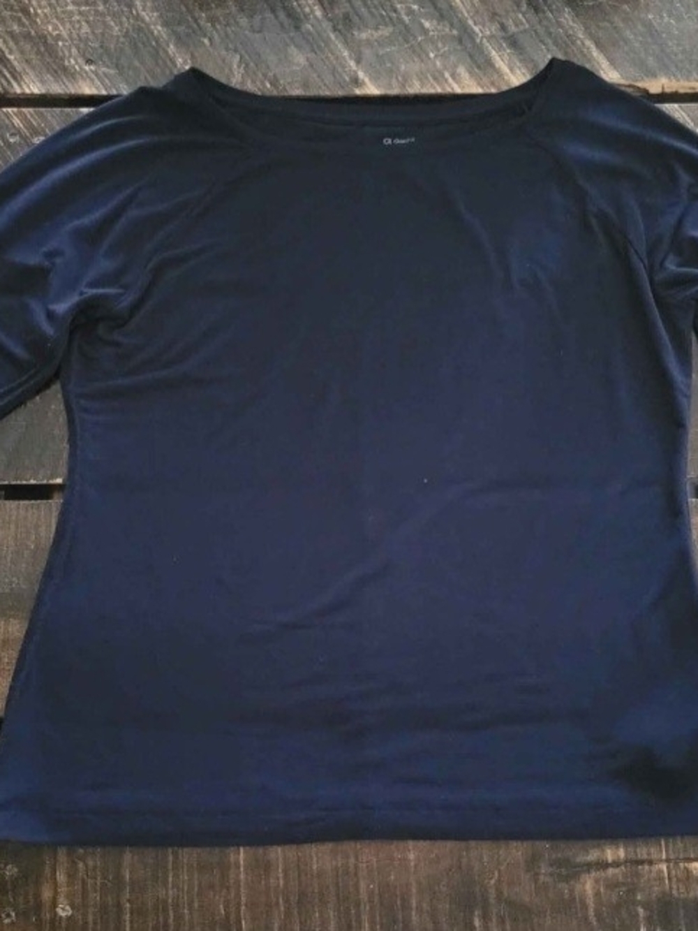 Gap Classic Navy Scoop Neck Top Size Large With Thumb Holes On Sleeves